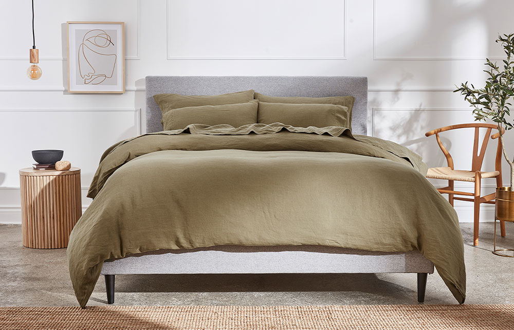 Flax Linen Bed Sheets Silk Snow Flax Linen Bed Sheets Silk Snow, Light Olive Green Bed Sheets