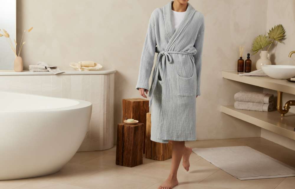 Women's long robe - organic cotton french terry