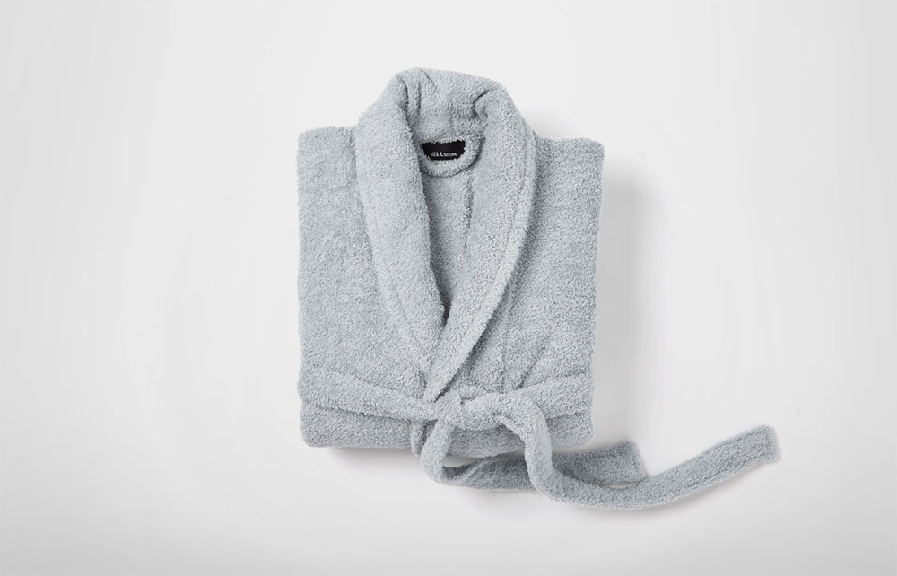 Luxury Hooded Silver Light Grey Terry Towelling Dressing Gown