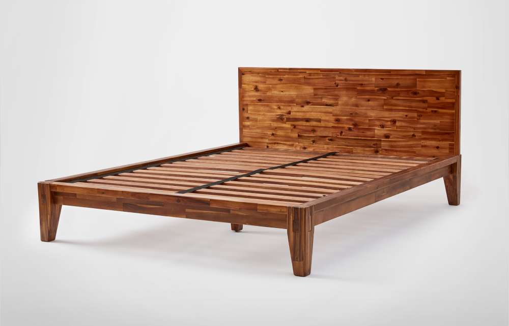 Wooden Bed Frame Silk Snow, Platform Bed Frame With Headboard Wood