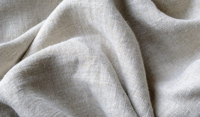 Close up of linen fabric showing texture detail